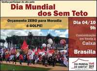 Movimentos sociais realizam em Brasília novo ato ORÇAMENTO ZERO PARA MORADIA É GOLPE!