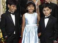 Slumdog children on the Oscar party